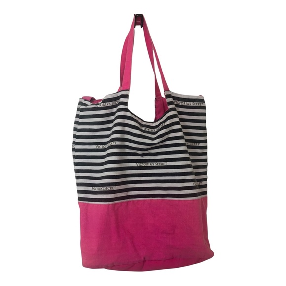 Victoria's Secret Pink and Black Striped Tote and crossbody bag - Picture 1 of 11